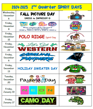 2nd Quarter Spirit Days